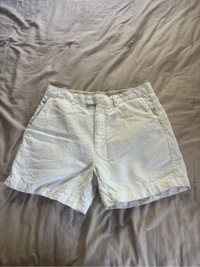 Men's White Linen Blend Shorts 5in
